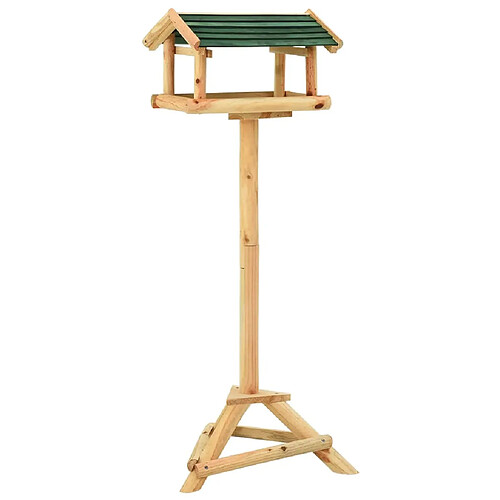 vidaXL Mangeoire à oiseaux et support 37x28x100cm Bois de sapin massif