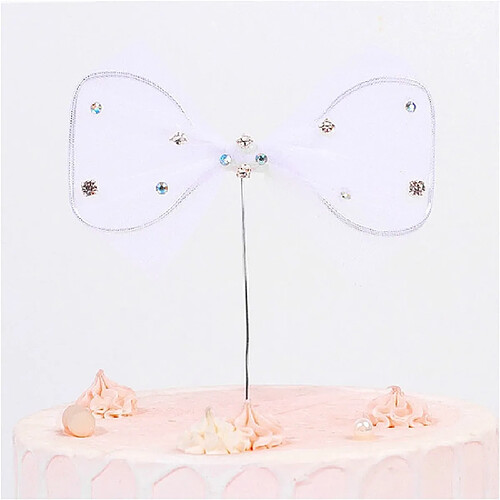 Wewoo Décorations de Fête 5 PCS Bow Cake Insert Décoration de dessert de d'anniversaire blanc