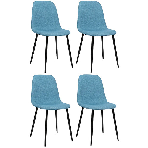 Non Lot de 4 chaises Giverny tissu