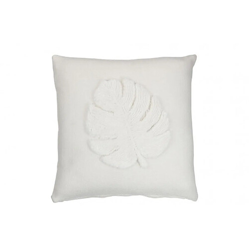 Dansmamaison Coussin Feuilles Carré Blanc