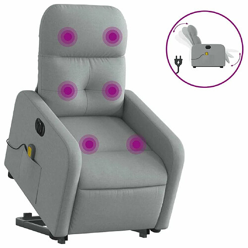 Maison Chic Fauteuil Relax pour salon, Fauteuil inclinable de massage électrique Gris clair Tissu -GKD44384