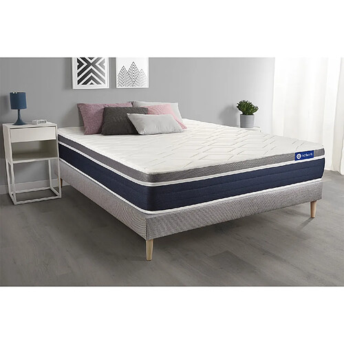 ACTISOM Ensemble ACTIMEMO CONFORT Matelas mémoire de forme 180x200 cm Maxi épaisseur 7zones de confort + sommier KIT gris