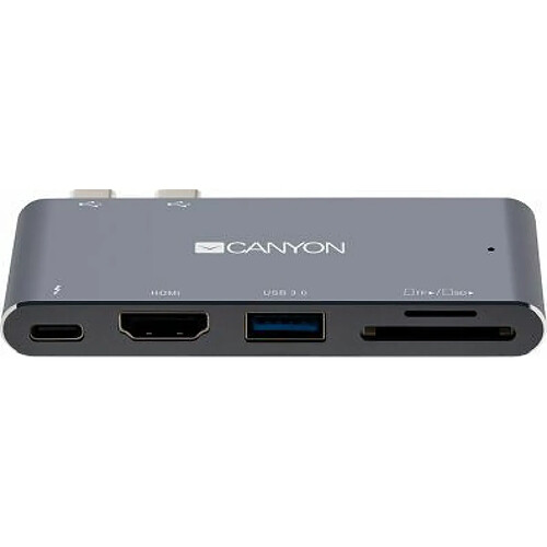 CANYON - Docking Station Thunderbolt 3 - Hub USB type C avec lecteur de cartes TF et SD, Port USB 3.0, Sortie 4K HDMI, Chargement ultra-rapide et Transferts de données, Pour MacBook Air et Pro