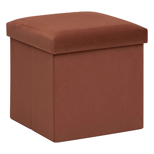 Atmosphera, Createur D'Interieur Pouf de rangement pliable en velours - Terracotta