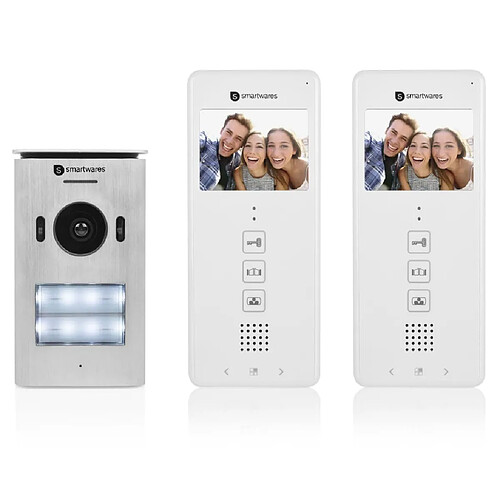 Smartwares Système d'interphone vidéo 2 appartements 20,5x8,6x2,1 cm