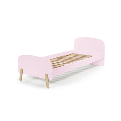 Vipack KIDDY Lit simple en bois laqué et brut et sommier 90x200cm vieux Rose