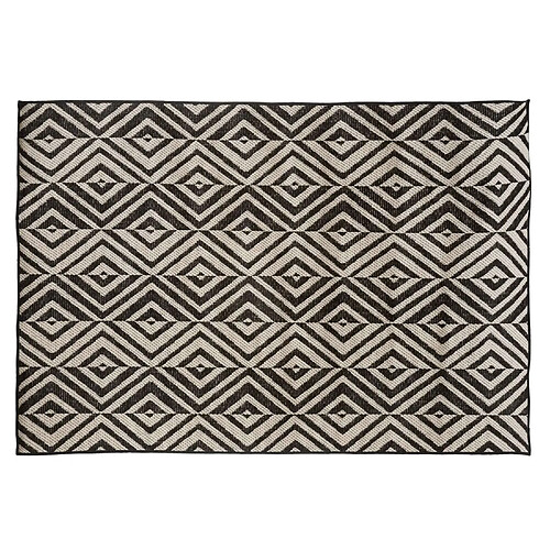 Atmosphera, Createur D'Interieur Tapis rectangulaire intérieur et extérieur Géométrique - 120 x 160 cm - Noir et blanc