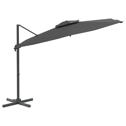 Helloshop26 Parasol meuble de jardin cantilever à double toit 400 x 300 cm anthracite 02_0008150