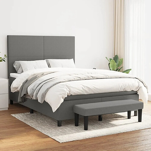 Maison Chic Lit Adulte - Lit simple Lit à sommier tapissier avec matelas moelleux - Meuble de Chambre - Gris foncé 140x190cm Tissu -MN57136