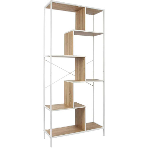 The Home Deco Factory Etagère en bois et métal blanc Edison 80 x 30 x 180 cm.