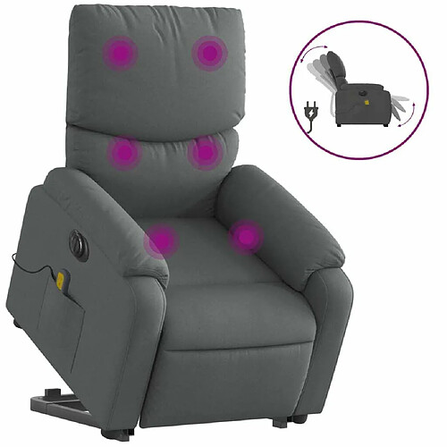 Maison Chic Fauteuil Relax pour salon, Fauteuil inclinable de massage électrique Gris foncé Tissu -GKD57039