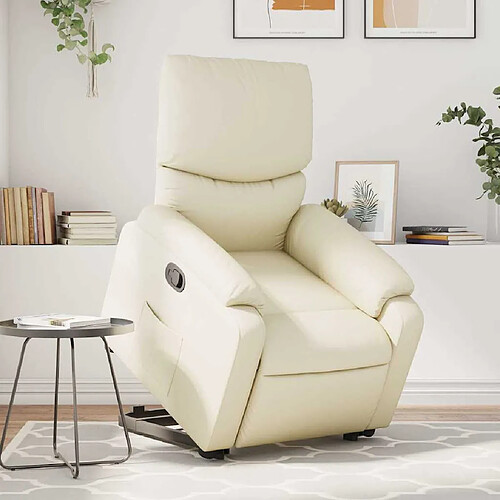 vidaXL Fauteuil inclinable de massage Crème Similicuir