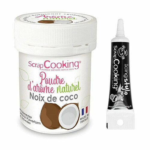 Scrapcooking Arôme alimentaire naturel en poudre noix de coco + Stylo glaçage noir