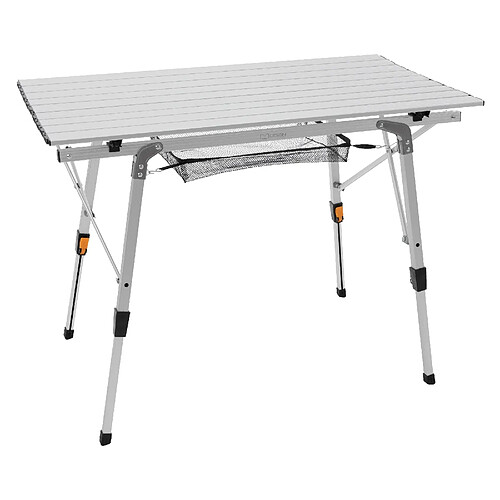 ML-Design Table de Camping Pliante Argent, 90x51,5 cm, Aluminium, Hauteur Réglable 46-66,5 cm, Plateau de Table Enroulable Jardin/Balcon, Table de Voyage Multifonctions, Charge 30kg, Sac de Transport