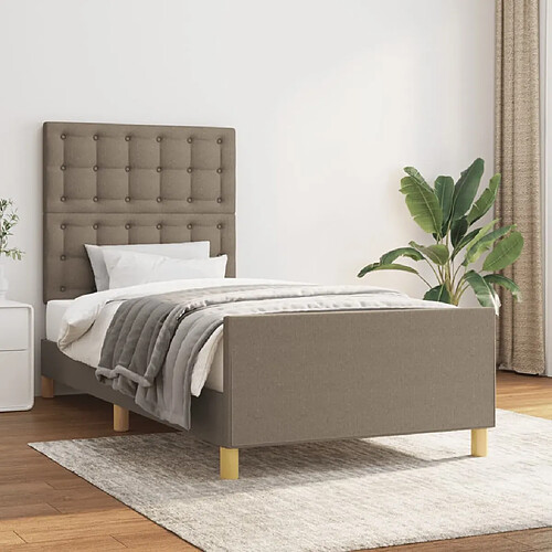 vidaXL Cadre de lit sans matelas avec tête de lit taupe 90x190cm tissu