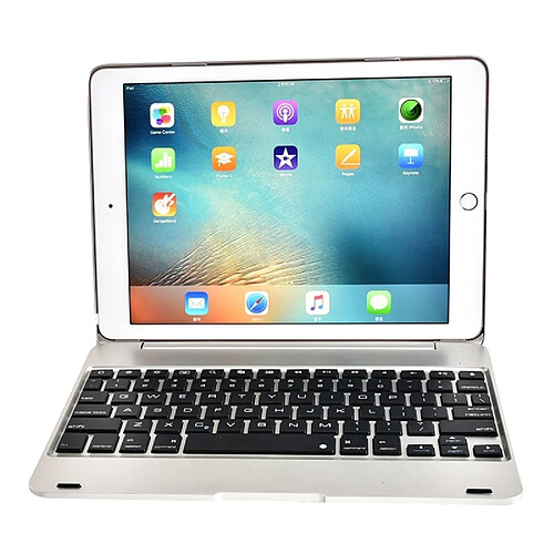 Wewoo Clavier QWERTY Universel argent pour iPad 9.7 2018 et Air & Air 2 Pro 9.7 nouvel 9.7 pouces 2017 ABS ultra-mince type de couverture de flip Bluetooth horizontal étui en cuir F19B