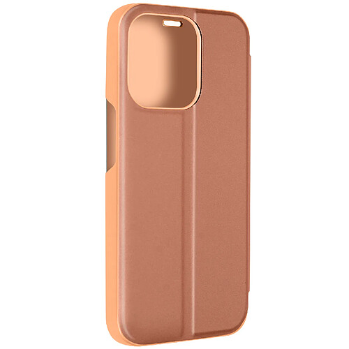 Avizar Étui Clear View pour iPhone 15 Pro Max Clapet Miroir Fonction Support Rose Gold