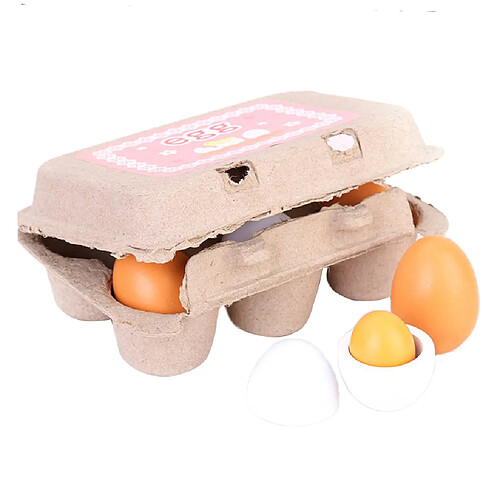 Oeufs en bois Ensemble de Jeu Alimentaire Jouet Éducatif Faux Oeufs de Pâques pour les Enfants DIY Jeu Lecture Fun