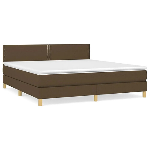 Maison Chic Structures de lit + matelas,Lit à sommier tapissier avec matelas Marron foncé 160x200 cm -MN66741