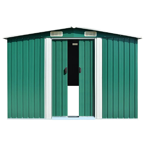 Helloshop26 Abri de jardin cabane cabanon maison de stockage remise extérieur hangar outils robuste 257 x 990 x 181 cm acier galvanisé vert 02_0022374