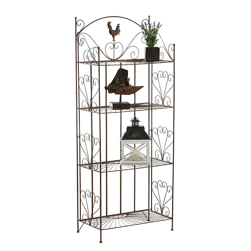 Decoshop26 Etagère de rangement support plantes meuble pour terrasse balon salon en métal marron vieilli 10_0003983