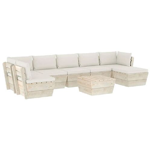 Maison Chic Salon de jardin palette 8 pcs avec coussins - Table et chaises d'extérieur - Mobilier/Meubles de jardin Moderne épicéa imprégné -MN37765