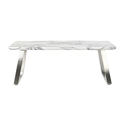 Pegane Table basse rectangulaire en MDF et acier coloris blanc / argenté - longueur 120 x profondeur 60 x hauteur 44 cm