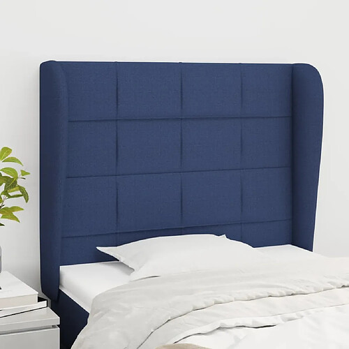 Maison Chic Tête de lit scandinave avec oreilles,meuble de chambre Bleu 83x23x118/128 cm Tissu -MN18190