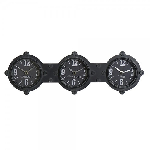 Look & Feel Horloge Murale DKD Home Decor Verre Noir Fer (58 x 6.5 x 18 cm)