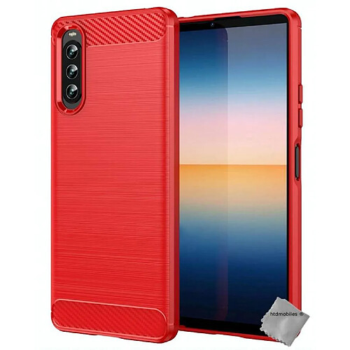 Htdmobiles Coque silicone gel carbone pour Sony Xperia 10 IV + film ecran - ROUGE