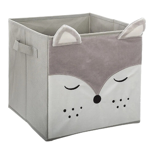 Atmosphera, Createur D'Interieur Boîte de rangement enfant design velours Douceur - L. 29 x l. 29 cm - Gris