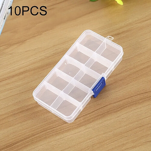 Wewoo Pour Bijoux Boucle D'oreille Pêche blanc et bleu Crochet Petits Accessoires, Taille: Petit, 10 Slots + 10 PCS Grille Amovible En Plastique Boîte Organisateur