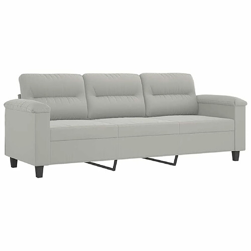 Maison Chic Canapé à 3 places,Canapé droit,Sofa de Salon,Banquette Gris clair 180 cm Tissu microfibre -GKD482249