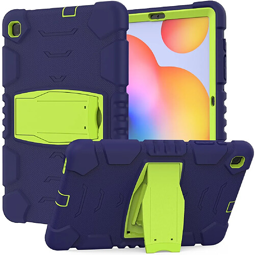 Coque en TPU antichoc avec béquille Bleu marine/citron vert pour votre Samsung Galaxy Tab S6 Lite P610