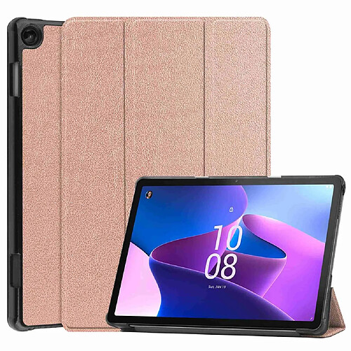 Etui en PU fonction d'éveil/veille automatique avec support pour votre Lenovo Tab M10 (Gen 3) - or rose