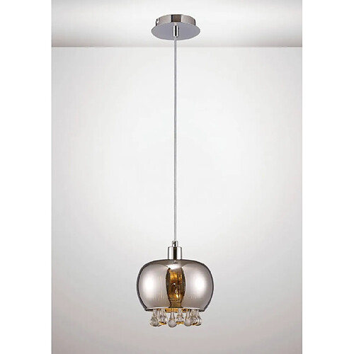 Luminaire Center Suspension Petora Single 1 Ampoule E14 Miroir verre/chrome poli/verre transparent