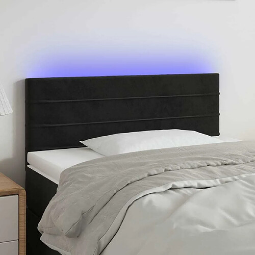 Maison Chic Tête de lit scandinave à LED,meuble de chambre Noir 90x5x78/88 cm Velours -MN55655