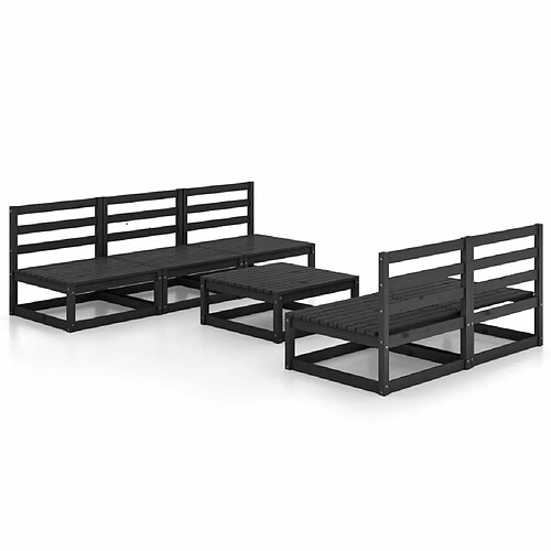 Maison Chic Salon de jardin 6 pcs - Table et chaises d'extérieur - Mobilier/Meubles de jardin Moderne noir bois de pin massif -MN61820