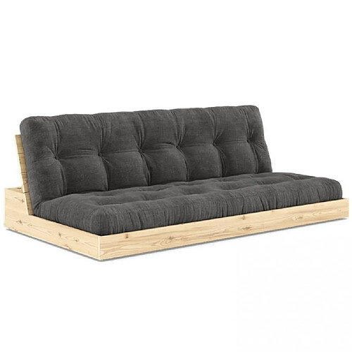 Inside 75 Canapé lit futon BASE noir couchage 130cm dossiers coffres