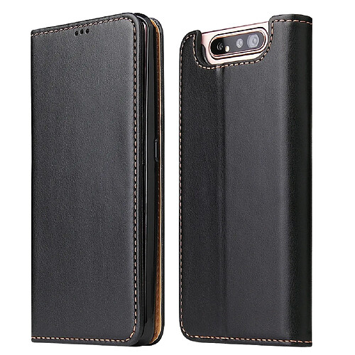 Wewoo Housse Coque Étui en cuir à rabat horizontal PU + TPU avec le supportles emplacements pour cartes et le portefeuille Galaxy A80 Noir