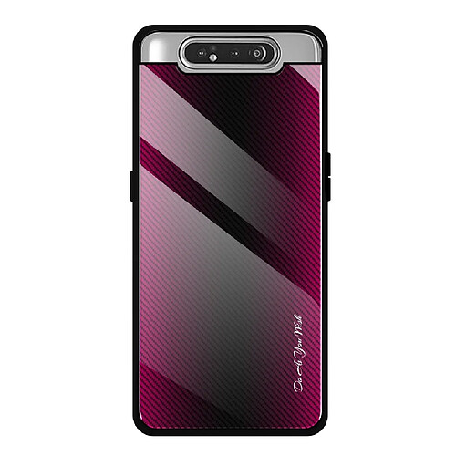 Wewoo Coque Pour Galaxy A80 / A90 Housse de protection en verre dégradé de texture Rose rouge