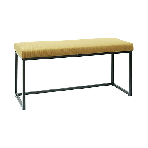 The Home Deco Factory Banc en métal assise en velours Giulia jaune moutarde.