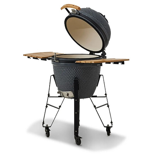 Barbecue au charbon de bois KAMADO - Brasero - En céramique, Haute résistance à la chaleur - Avec Thermomètre -Chariot