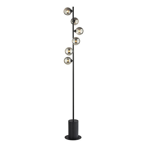 Lampadaire 6 Lumières Verre Fumé Noir Mat