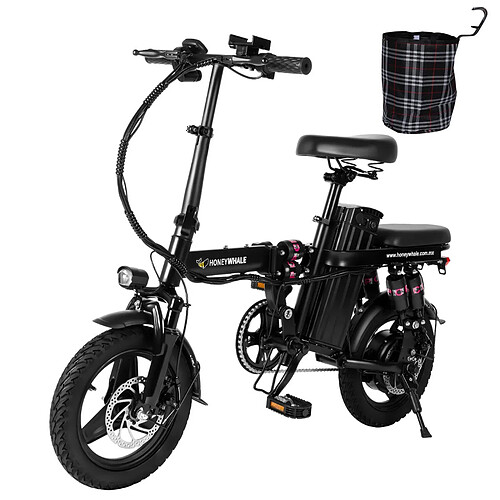 Vélo électrique Honey Whale S6 Pro-S - Moteur 350W Batterie 48V15AH Autonomie 50KM Freins à Disque - Noir