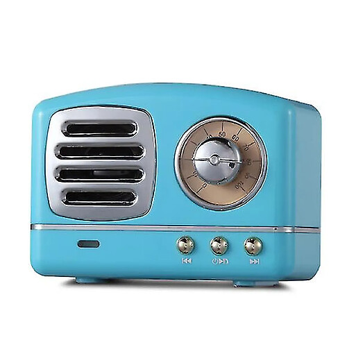 Universal Conférencier Bluetooth rétro portable YH-MinI, style classique à l'ancienne, haut-parleur stéréo de subwoofer, microphone intégré, appel mains libres (bleu)