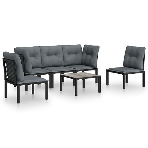 Maison Chic Salon de jardin 6 pcs - Table et chaises d'extérieur - Mobilier/Meubles de jardin Moderne noir et gris résine tressée -MN45053