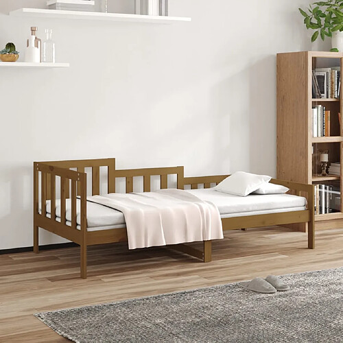 vidaXL Lit de jour sans matelas marron miel 90x190 cm bois pin massif