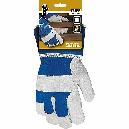 Gants de travail JUBA Peau de vache Daim Bleu Toile - 9