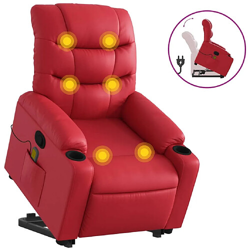 Maison Chic Fauteuil Relax pour salon, Fauteuil inclinable de massage Rouge Similicuir -GKD73003